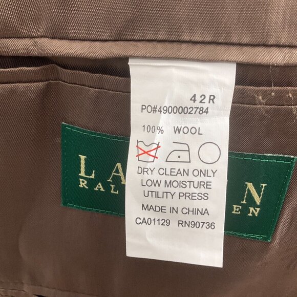 Lauren Ralph Lauren Blazer Men 42R Brown Gold Houndstooth Wool Classic Jacket - Picture 8 of 16